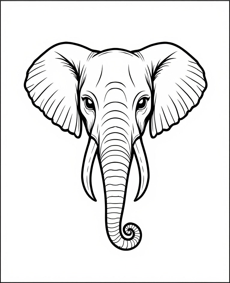 Bold Black Elephant Line Art Rug