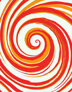 Crimson Orange Swirl Abstract Rug