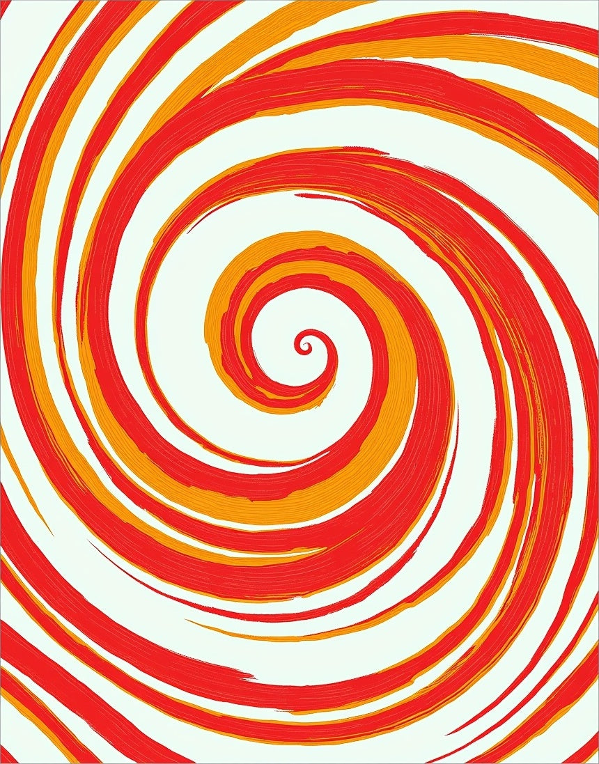 Crimson Orange Swirl Abstract Rug