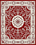 Rich Crimson Floral Medallion Rug