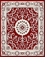 Rich Crimson Floral Medallion Rug