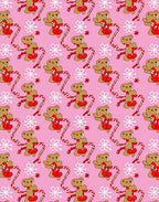Pink Gingerbread Man Candy Cane Snowflakes Rug