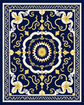 Grand Deep Blue Gold Medallion Rug