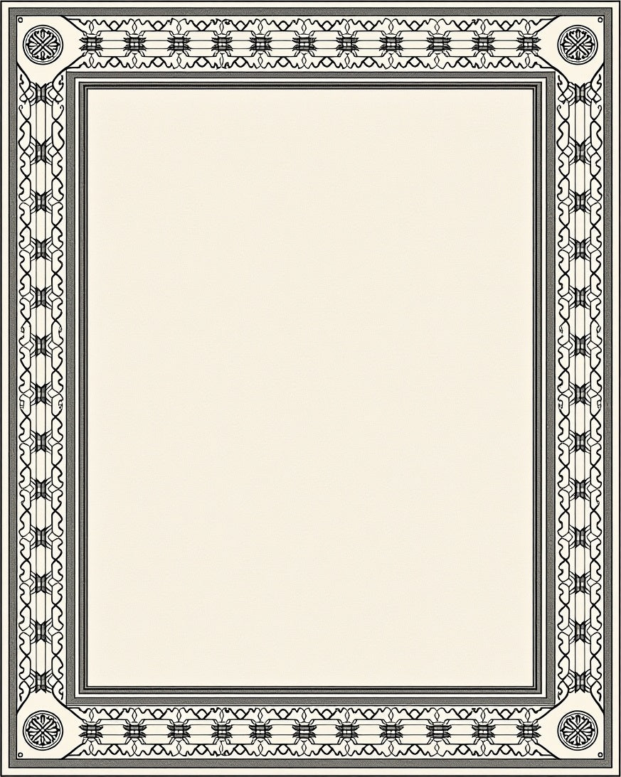Classic Black and White Geometric Border Rug