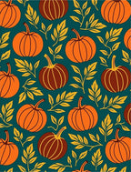 Autumn Pumpkin Leaf Teal Surface Rug