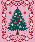 Festive Red Ornament Christmas Tree Wonder Rug