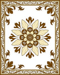 Brown Golden Floral Medallion Border Rug