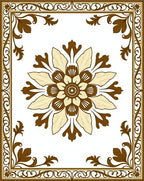 Brown Golden Floral Medallion Border Rug