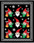 Festive Gnome Christmas Snowflakes Black Rug