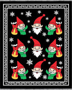 Festive Gnome Christmas Snowflakes Black Rug
