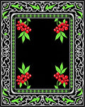 Red Berry Black Corner Garden Frame Rug