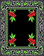 Red Berry Black Corner Garden Frame Rug