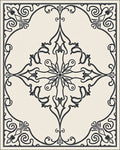 Dark Scrollwork Cream Centerpiece Rug