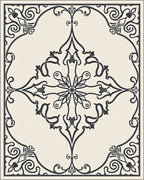 Dark Scrollwork Cream Centerpiece Rug