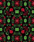 Vibrant Red Green Floral Swirls Rug