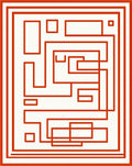 Crimson Abstract Geometric Maze Rug