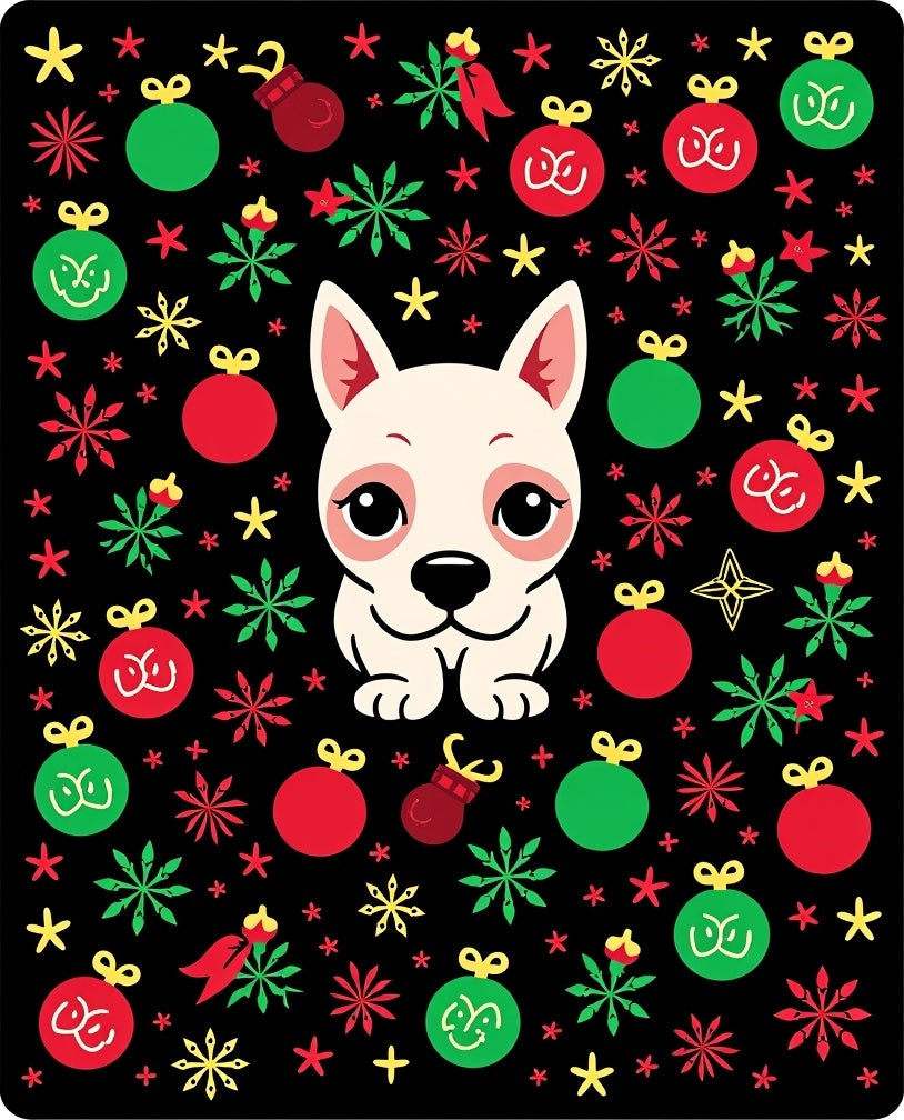 Cute Dog Christmas Ornaments Snowflakes Rug