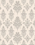Cream and Grey Floral Acanthus Damask Rug