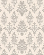 Cream and Grey Floral Acanthus Damask Rug