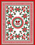 Red Green Dog Floral Holly Border Rug