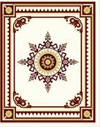 Crimson Gold Sunburst Mandala Frame Rug
