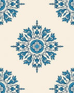 Vibrant Teal Floral Medallion Rug