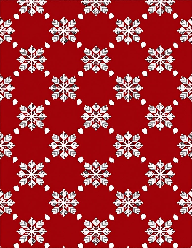 Festive White Snowflake Red Pattern Rug