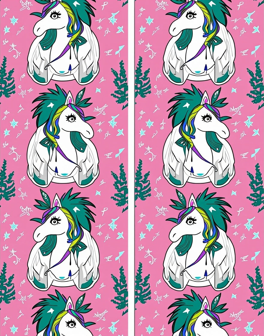 Pink Unicorn Starry Night Meadow Rug