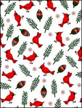 Red Cardinal Green Foliage Festive Accents Rug