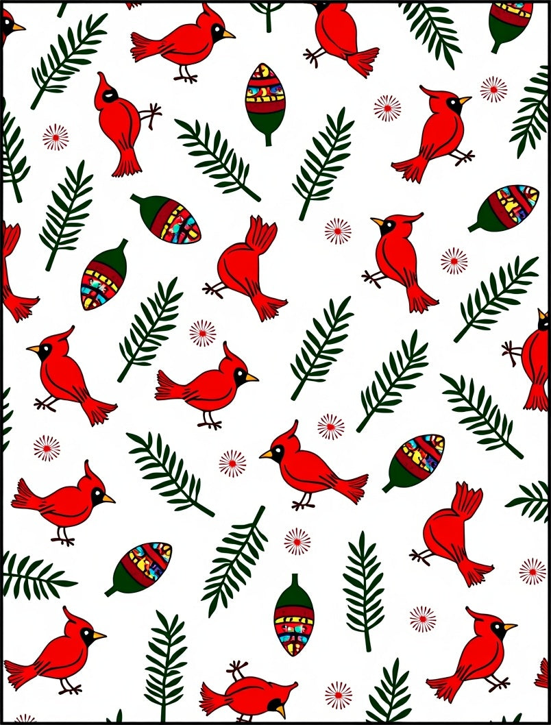 Red Cardinal Green Foliage Festive Accents Rug