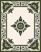 Deep Emerald Bloom Corner Garland Rug