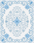 Blue Floral Swirl Medallion Rug