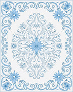 Blue Floral Swirl Medallion Rug