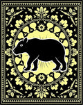Black Tapir Yellow Floral Border Rug