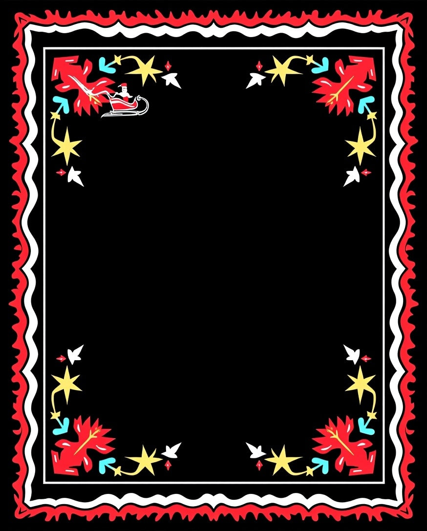 Whimsical Santa Sleigh Star Red Rug