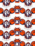 Orange White Athletic Emblem Repeating Rug