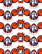 Orange White Athletic Emblem Repeating Rug