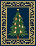 Ornate Gold Border Christmas Tree Rug