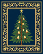 Ornate Gold Border Christmas Tree Rug