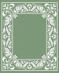 White Leafy Border Scrollwork Frame Rug