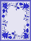 Vibrant Blue Floral Garland Border Rug