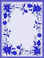 Vibrant Blue Floral Garland Border Rug