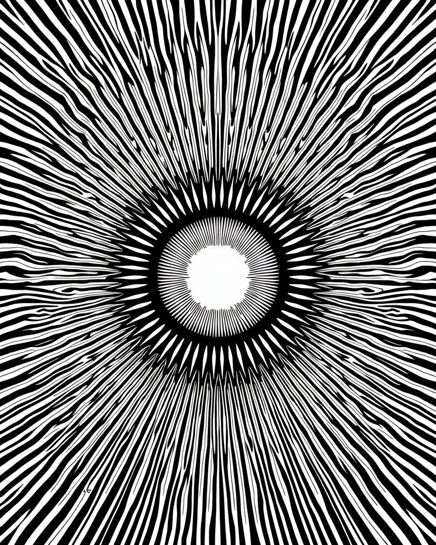 Modern Black Sunburst Ray Rug