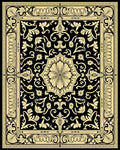 Black Cream Floral Medallion Art Nouveau Rug