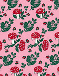 Whimsical Pink Red Mushroom Garden Rug