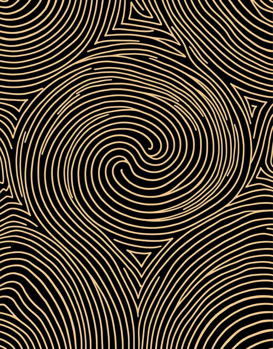 Golden Black Swirling Lines Rug