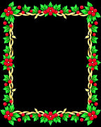 Red Berry Holly Ribbon Border Rug