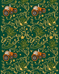 Orange Tractor Green Floral Meadow Rug