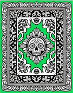 Vibrant Black White Skull Sun Rug