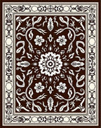 Ivory Floral Scrollwork Medallion Rug